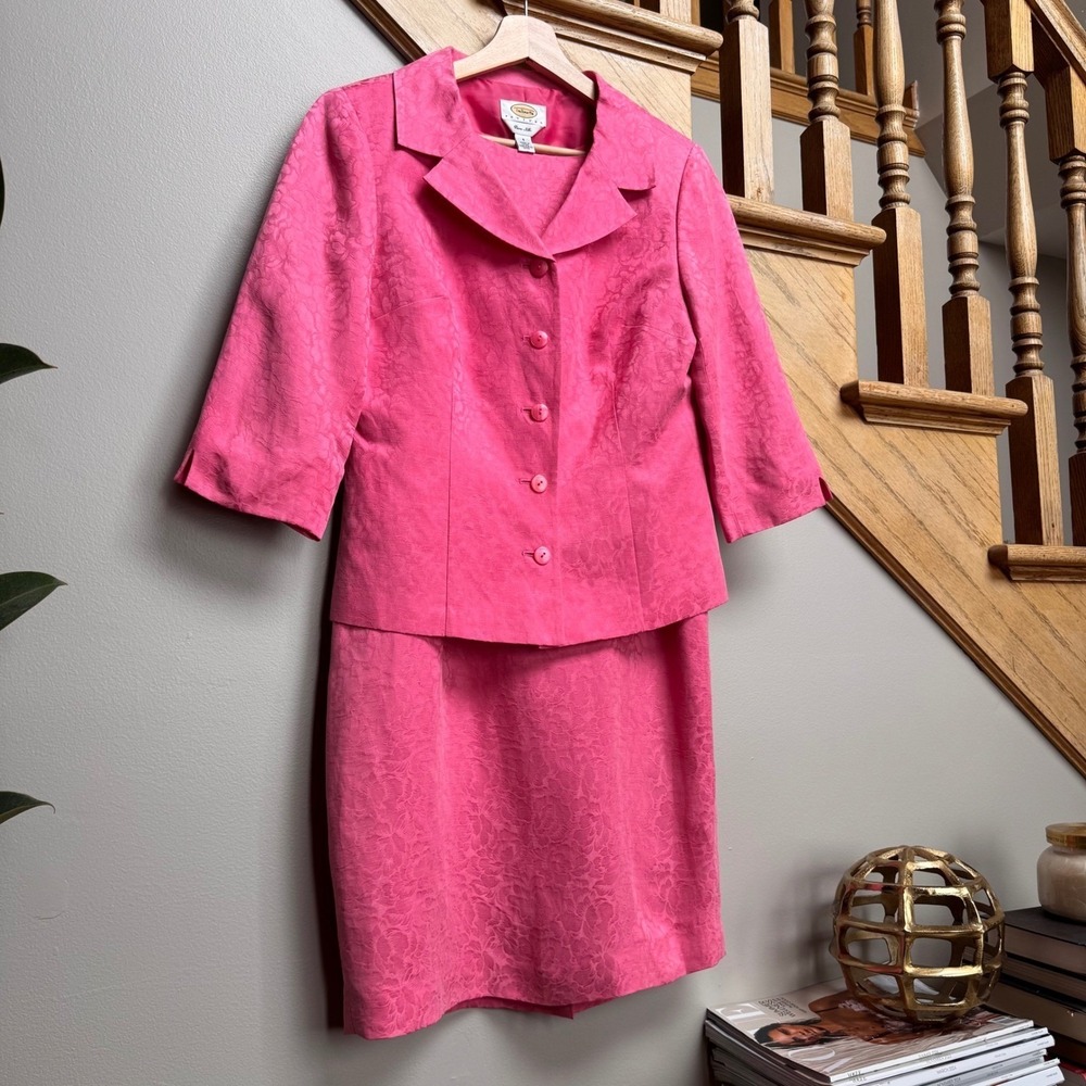 VTG Talbots 6P Linen Silk Set Blazer & Sheath Dress Suit Church Mother Wedding